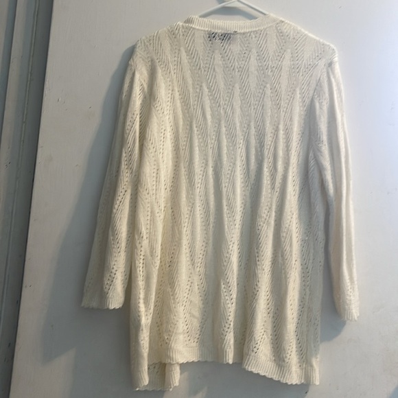 Basic Editions Cream Cardigan Sweater Lightweight Knit - Picture 3 of 4